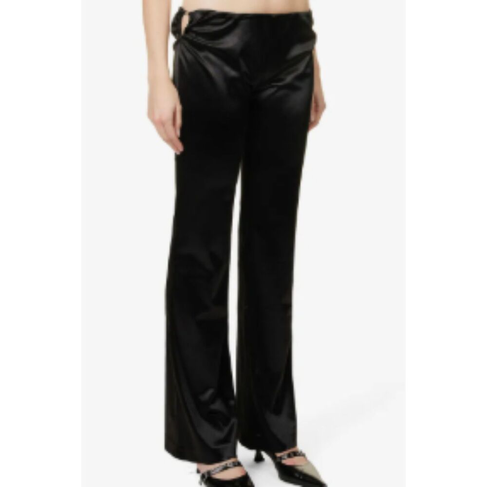 Stine Goya Loren Black Satin Wide Leg Pants Size Large